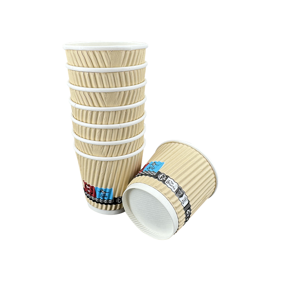 Jednorazové izolované kávové papierové šálky 4oz Ripple Wall